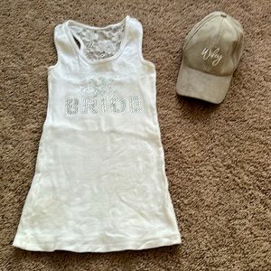Sz small to med bride tank and grey wifey hat